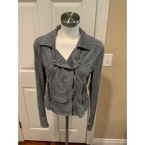 Marrakech Gray Velour Zip-Up Moto Jacket, Size M